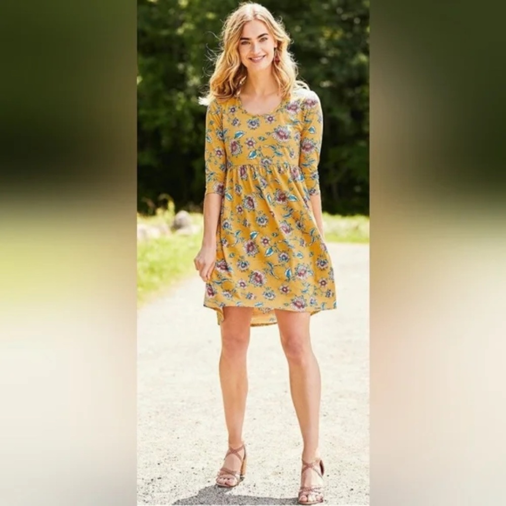 Matilda Jane Floral A Place in the Sun A-Line Dress Mustard‎ Size Small